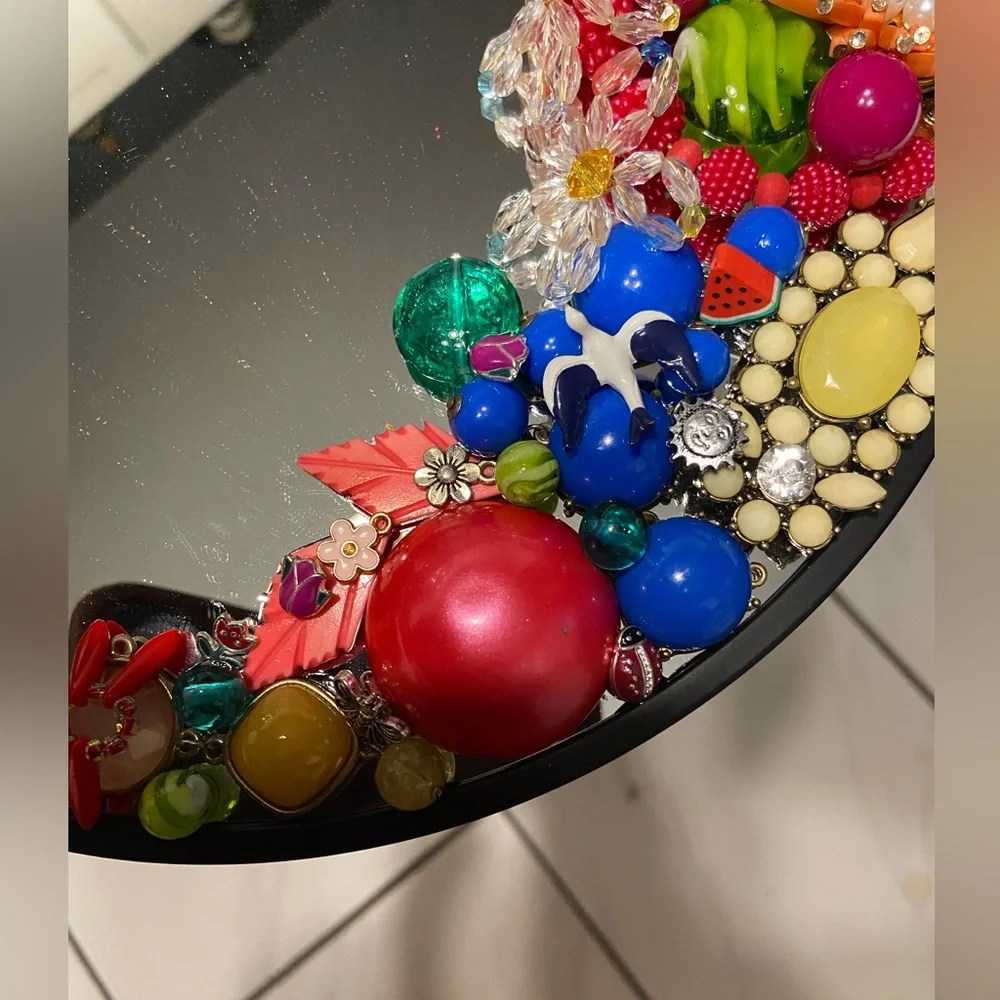 Hand Decorated Up-cycled 10 Inch Mirror